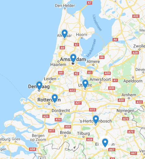 Ocerzicht van Locaties waar IvPG zit